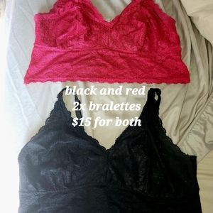 2 2x bralettes red and black lace